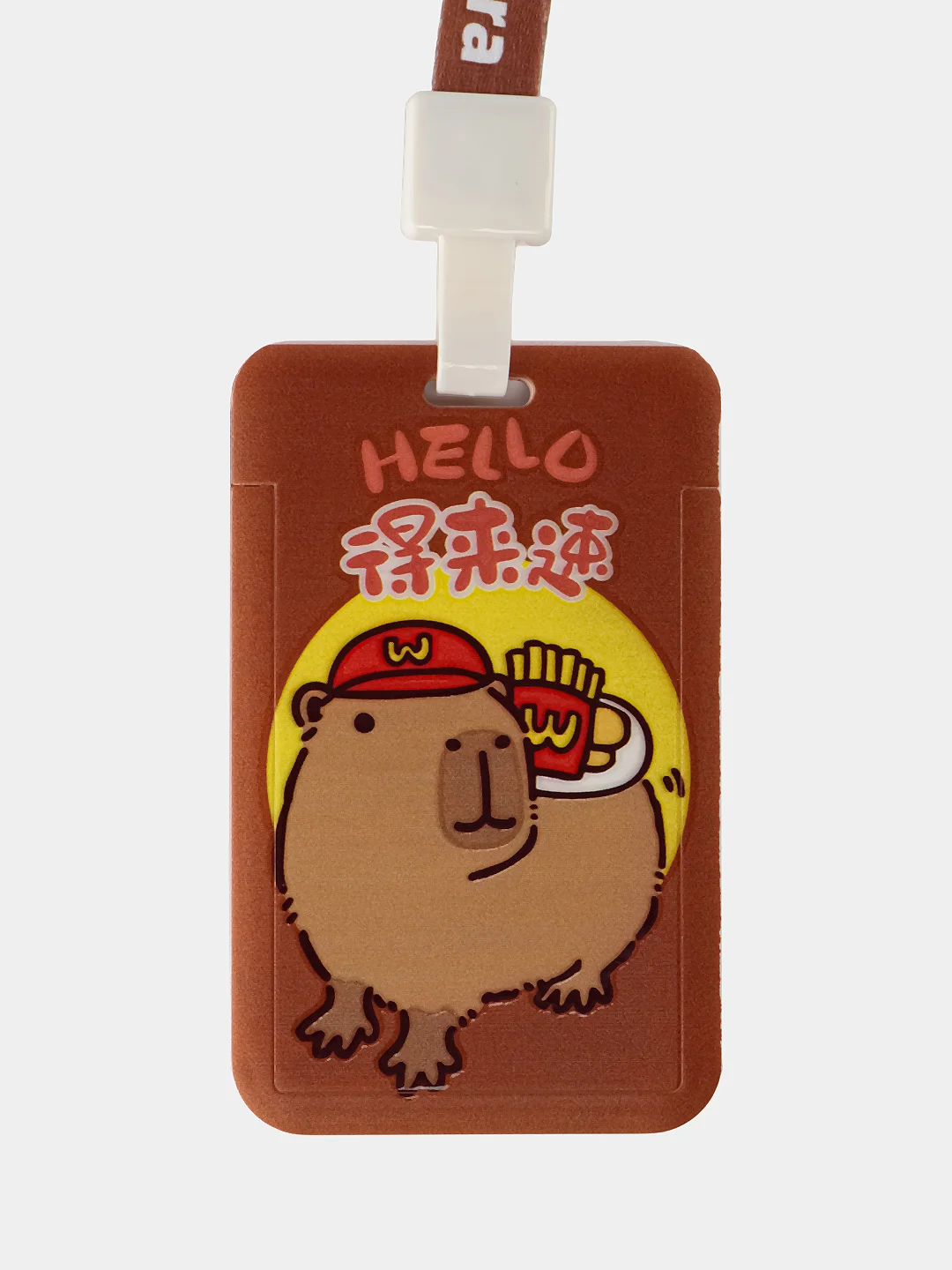 Коралловый бейджик для пропуска капибара