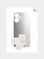Серебряный защитная пленка на iPhone 16 под карбон на заднюю часть,под кожу, на зад, назад,для