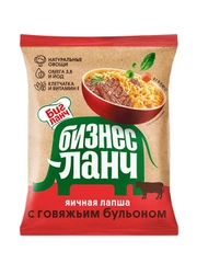 Лапша быстрого приготовления Бизнес Ланч яичная с говяжьим бульоном, Халяль, 60г