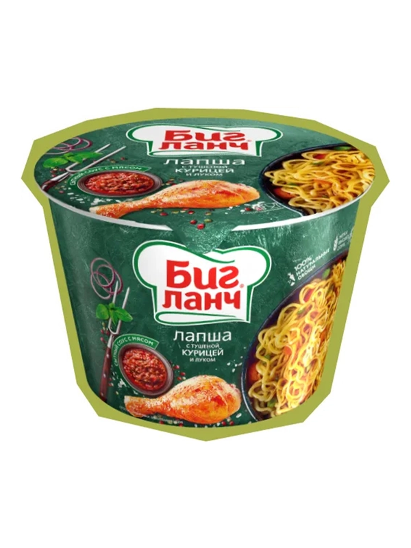 Лапша быстрого приготовления БигЛанч с тушенной курицей и луком, 90г
