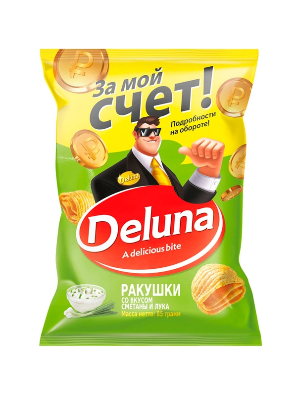 Снеки Делуна Ракушки со вкусом сметаны и лука, 85г