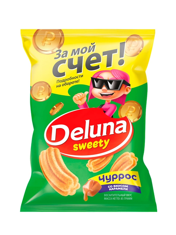 Снеки Делуна Чуррос со вкусом карамели, 85г