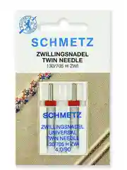 Иглы для бытовых швейных машин, стандартные двойные Schmetz 130/705H ZWI №90/4.0, уп.2 иг