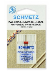 Иглы для бытовых швейных машин, стандартные двойные Schmetz 130/705H ZWI №90/3.0, уп.1 иг