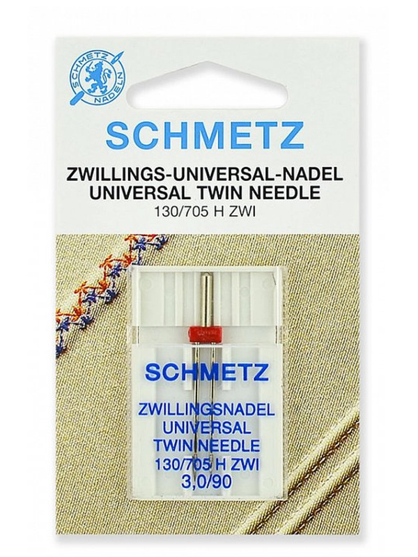 Иглы для бытовых швейных машин, стандартные двойные Schmetz 130/705H ZWI №90/3.0, уп.1 иг