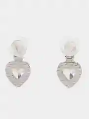 Серьги сердечки, фианит, серебро 925