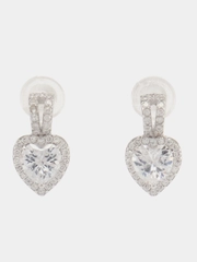Серьги сердечки, фианит, серебро 925