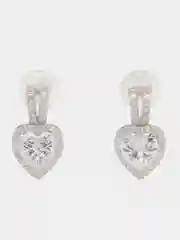 Серьги сердечки, фианит, серебро 925