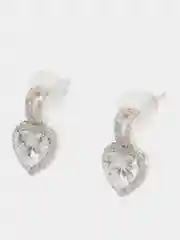 Серьги сердечки, фианит, серебро 925