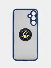 Синий чехол противоударный Samsung Galaxy A15 (Гелакси А15), с металлической подставкой кольцом