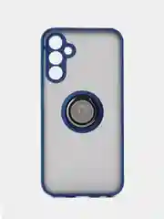 Синий чехол противоударный Samsung Galaxy A15 (Гелакси А15), с металлической подставкой кольцом