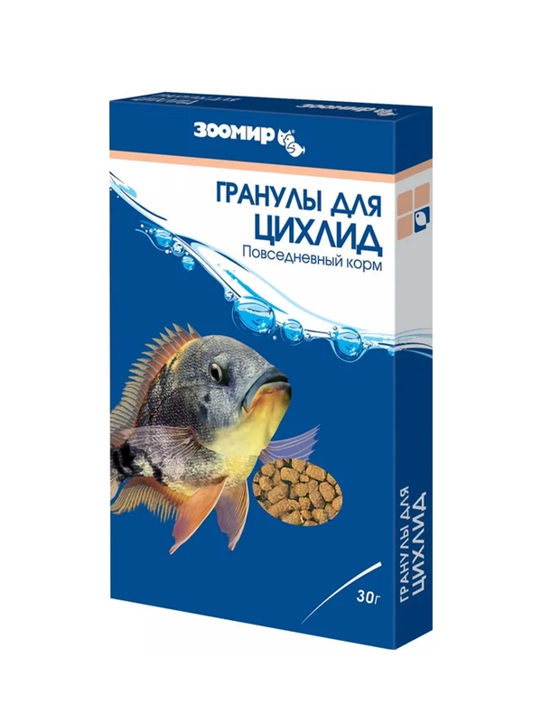 Корм для рыб ЗООМИР "Гранулы для цихлид", плавающие гранулы, коробка, 30 г