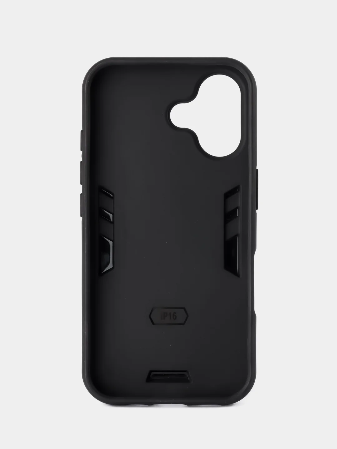 Синий чехол противоударный iPhone 16 (Айфон 16), с металлической подставкой кольцом