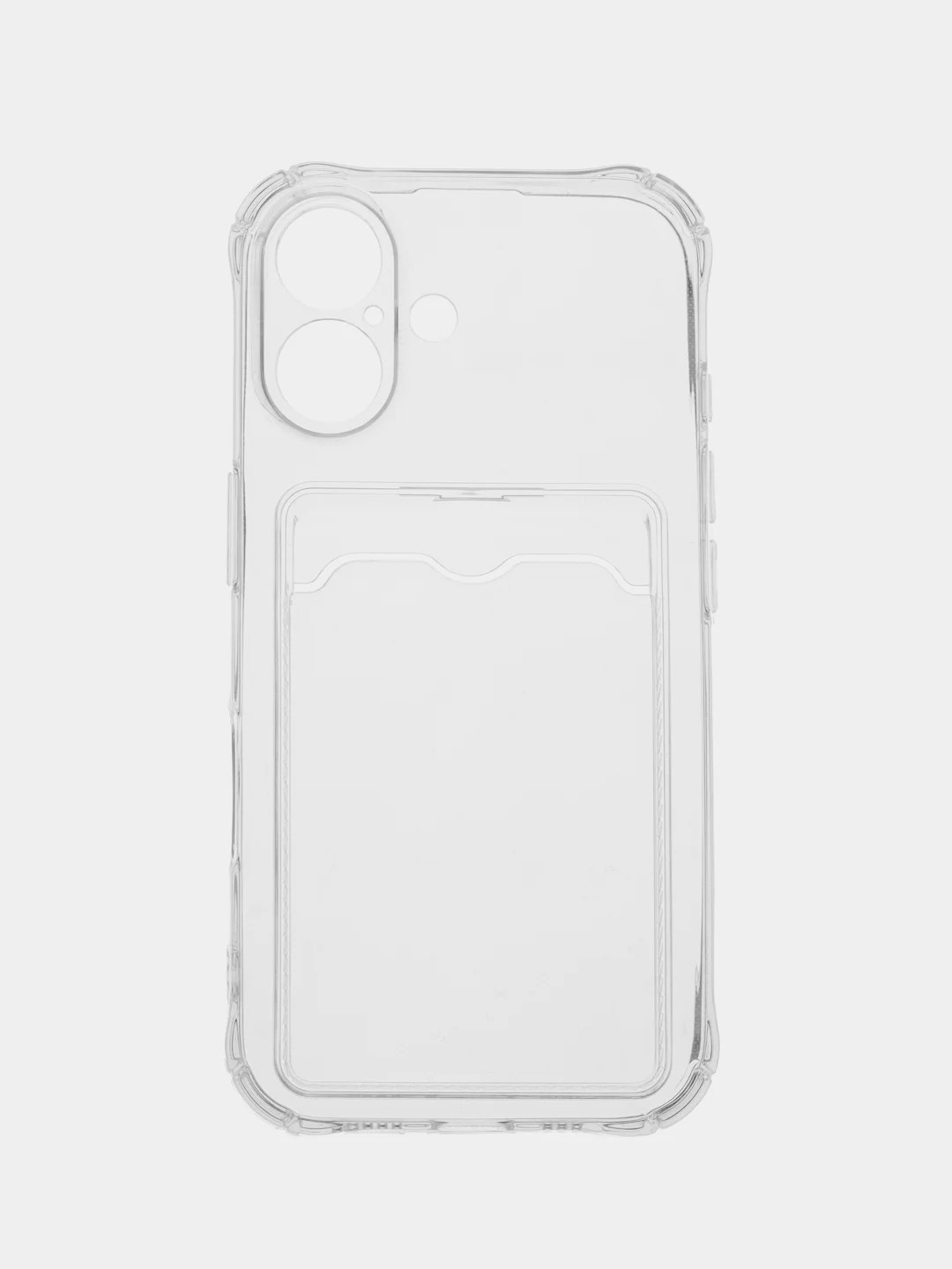 Прозрачный чехол для iPhone (Айфон) 11, 14, 15, 16, 13, Pro, Max, 12, с карманом для карт, прозрачный