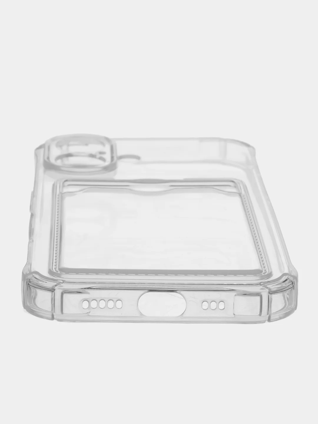 Прозрачный чехол для iPhone (Айфон) 11, 14, 15, 16, 13, Pro, Max, 12, с карманом для карт, прозрачный