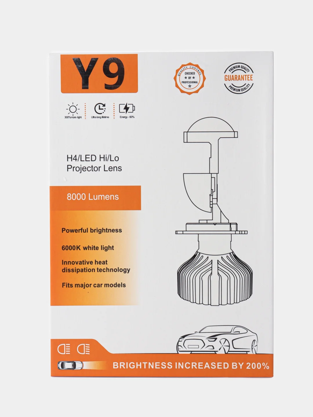 Автомобильные светодиодные линзованные лампы H4 mini Bi-Led с СТГ, 6000К, 36W, 9-32V