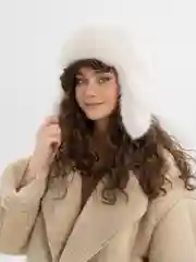 Белый шапка ушанка, женская, зимняя, меховая