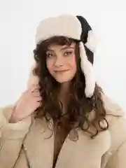 Черный шапка ушанка, женская, зимняя