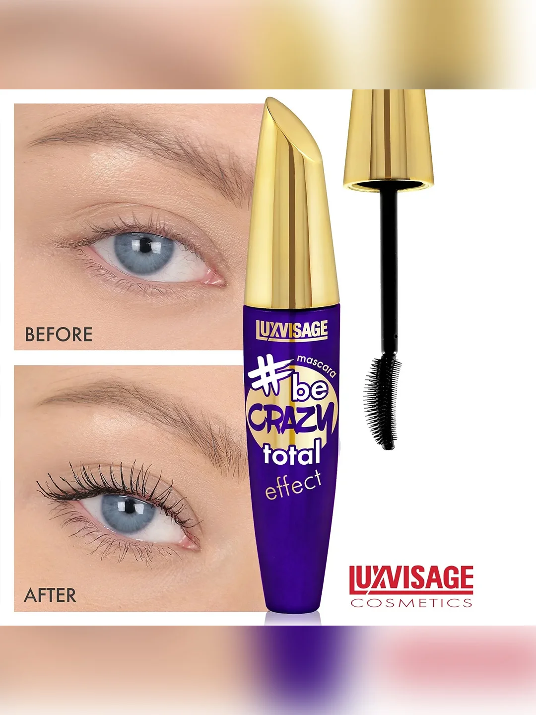 Тушь для ресниц LUXVISAGE be Crazy total effect, 10 мл