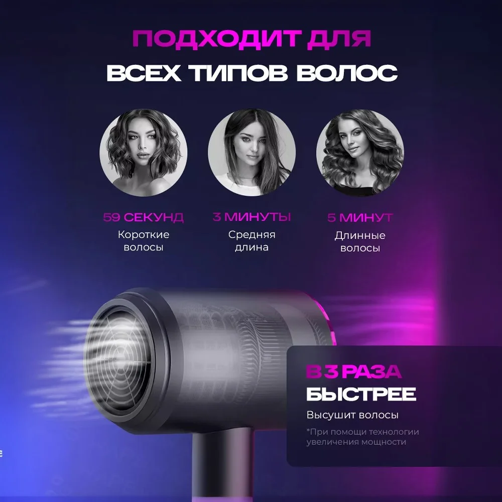 Угольный профессиональный фен мультистайлер для сушки и укладки волос, стайлер