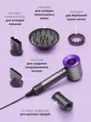 Фиолетовый профессиональный фен для укладки и сушки волос Super Hair Dryer