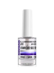 Комплексное средство для ногтей LUXVISAGE 3 в 1 Vitamin CARE+BASE+TOP, 9 мл