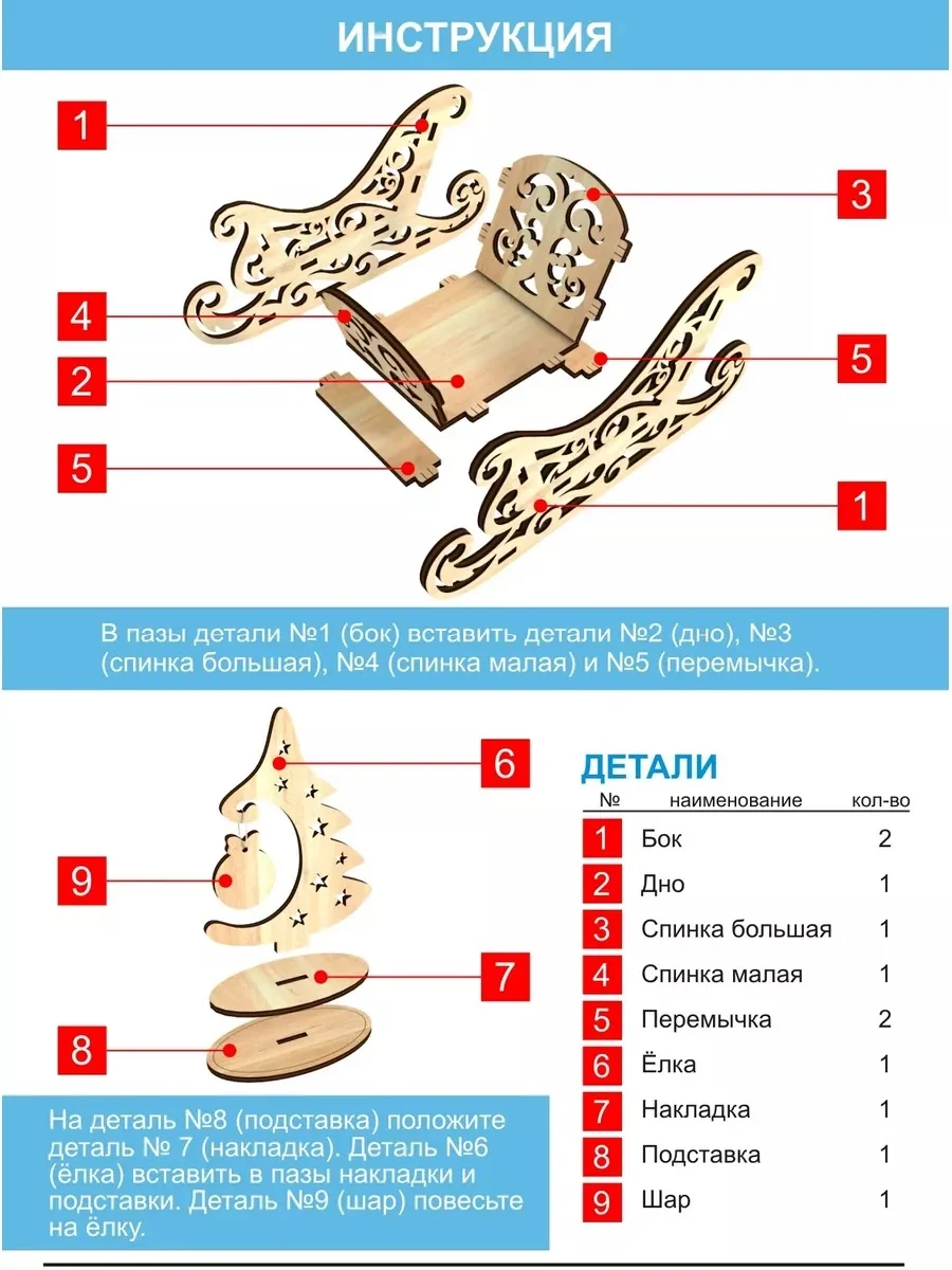 Новогодние санки из дерева, елочка и игрушка, новогодний сувенир
