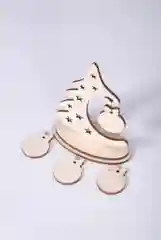 Новогодние санки из дерева, елочка и игрушка, новогодний сувенир