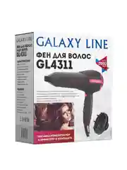 Фен для волос профессиональный Galaxy LINE GL 4311, черный с розовым, 2000 Вт