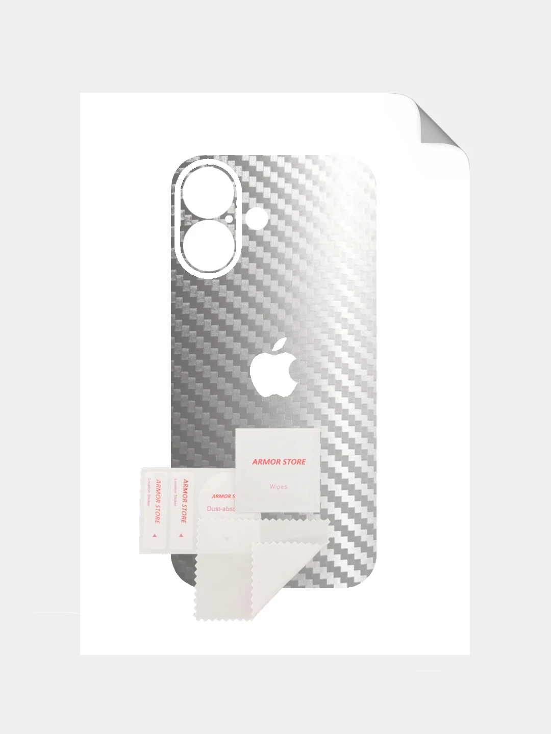 Серебряный защитная пленка на iPhone 16 Plus под карбон на заднюю часть,под кожу, на зад, назад,для