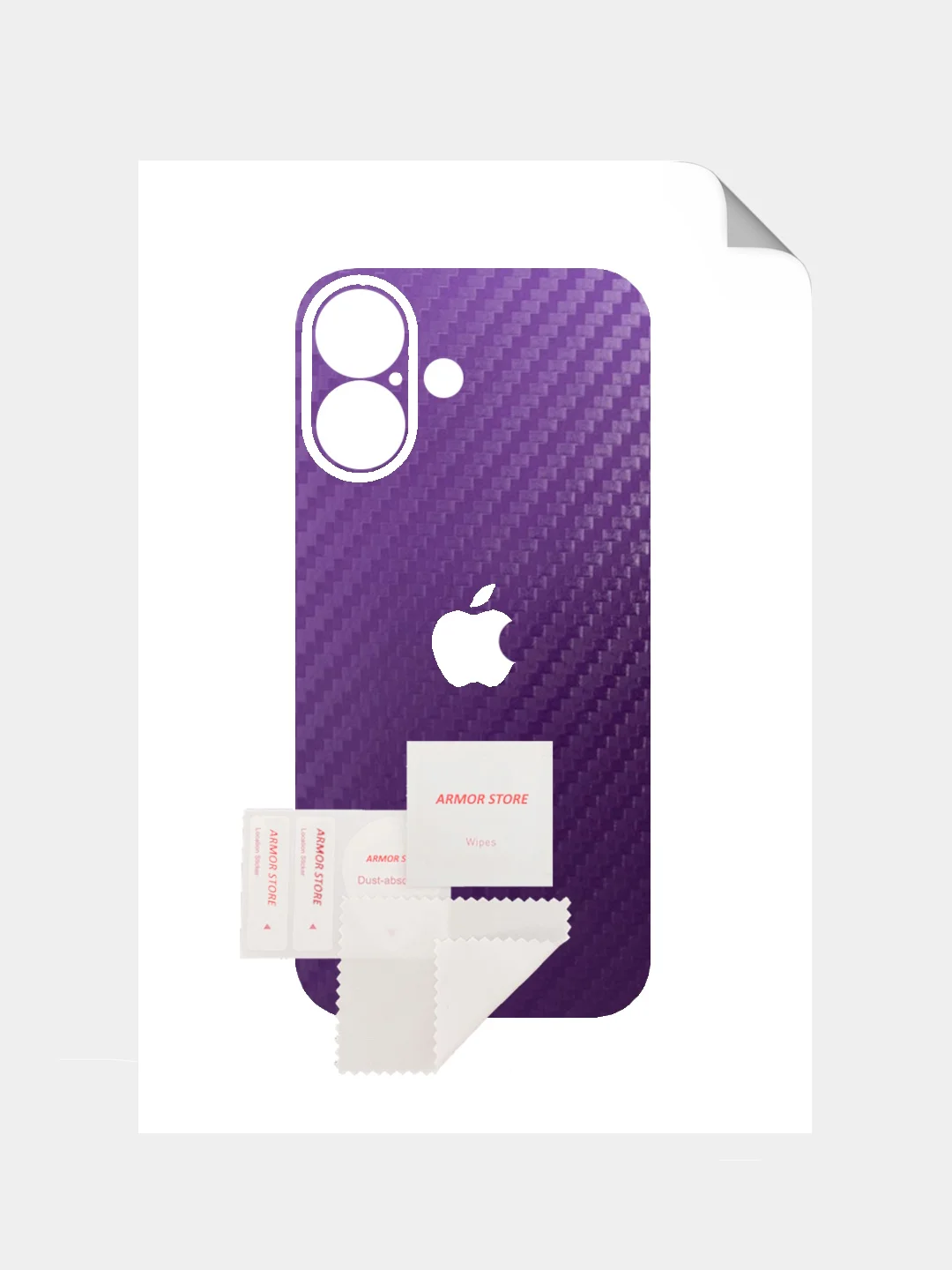 Фиолетовый защитная пленка на iPhone 16 Plus под карбон на заднюю часть,под кожу, на зад, назад,для