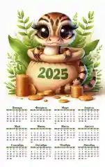 Календарь 2025, змея символ года