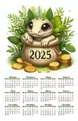 Бежевый календарь 2025, змея символ года