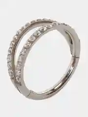Прозрачный кольцо-кликер для пирсинга, из титана, со стразами, серия "TITANIUM", для носа, уха