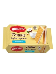 Вафли Яшкино, тонкие, кокосовый крем, 144 г