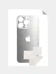 Серебряный защитная пленка на iPhone 16 Pro Max под карбон на заднюю часть,под кожу, на зад, назад