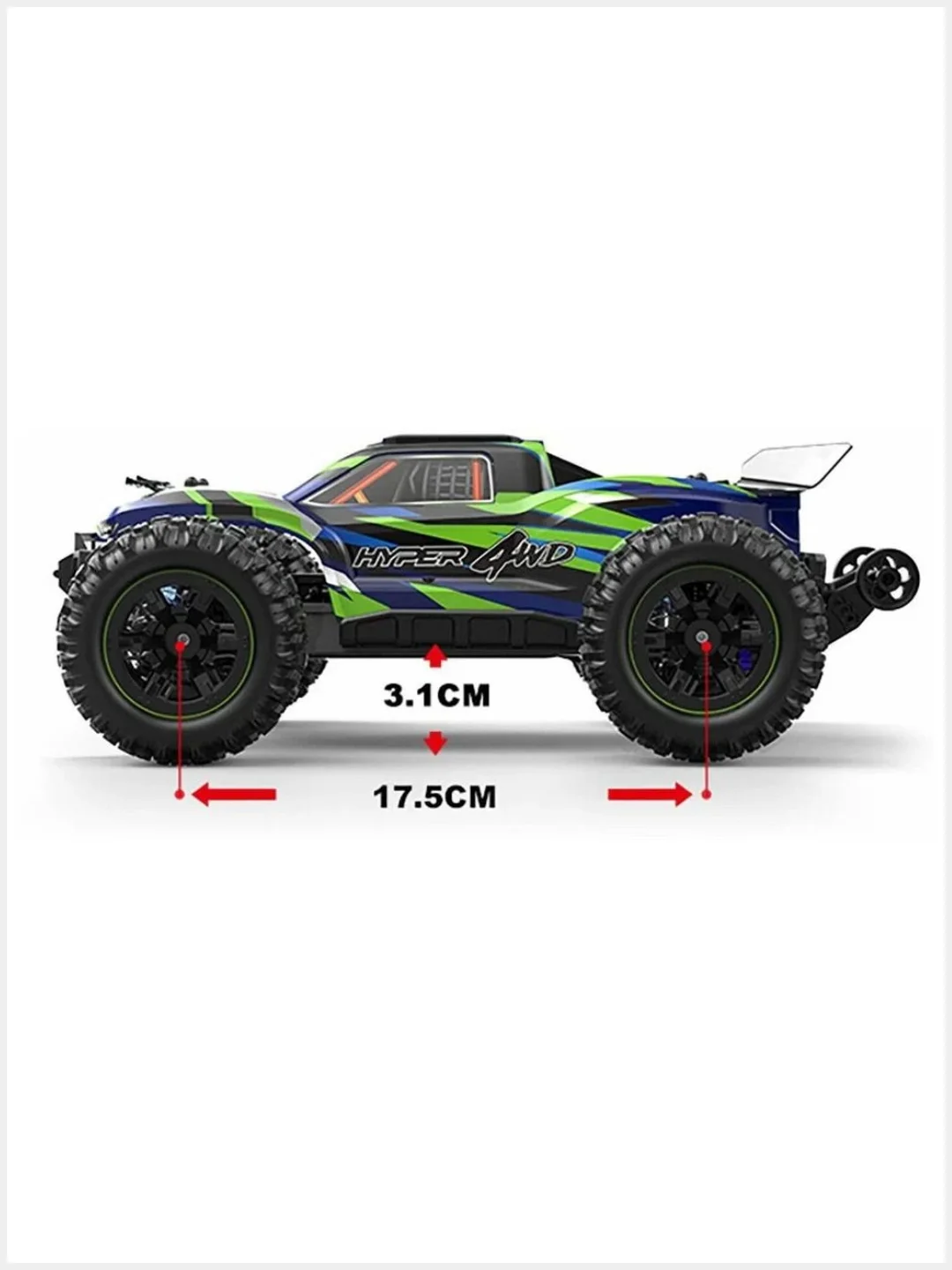 Зеленый радиоуправляемый монстр MJX Hyper Go 16108 4WD 2.4G LED 1/16 RTR