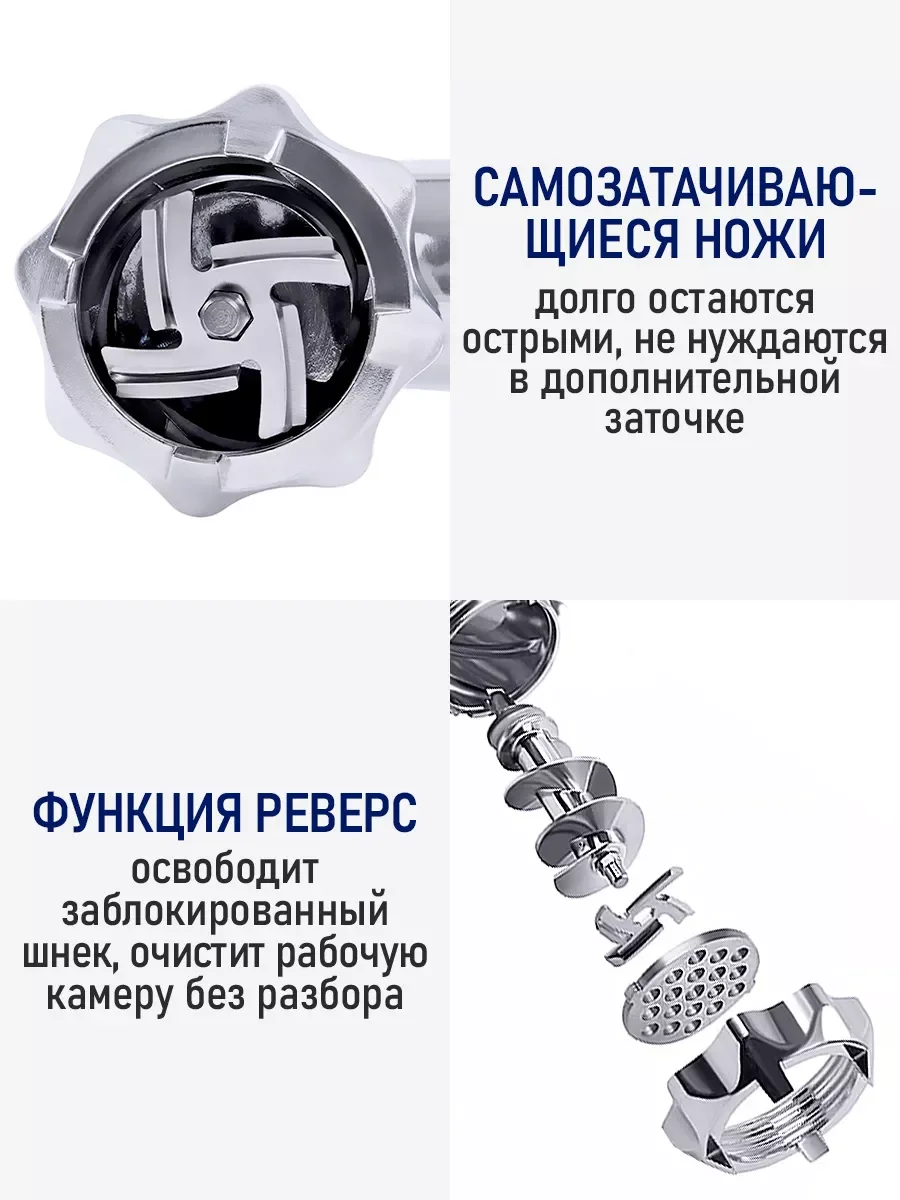Белый мясорубка электрическая с насадками STINGRAY ST-MG2503B, 3500Вт, белый жемчуг