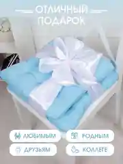 Подушка на стул с завязками Bio-Line/Сидушка на стул/Табуретник/Хлопок/35х37 см/Голубой