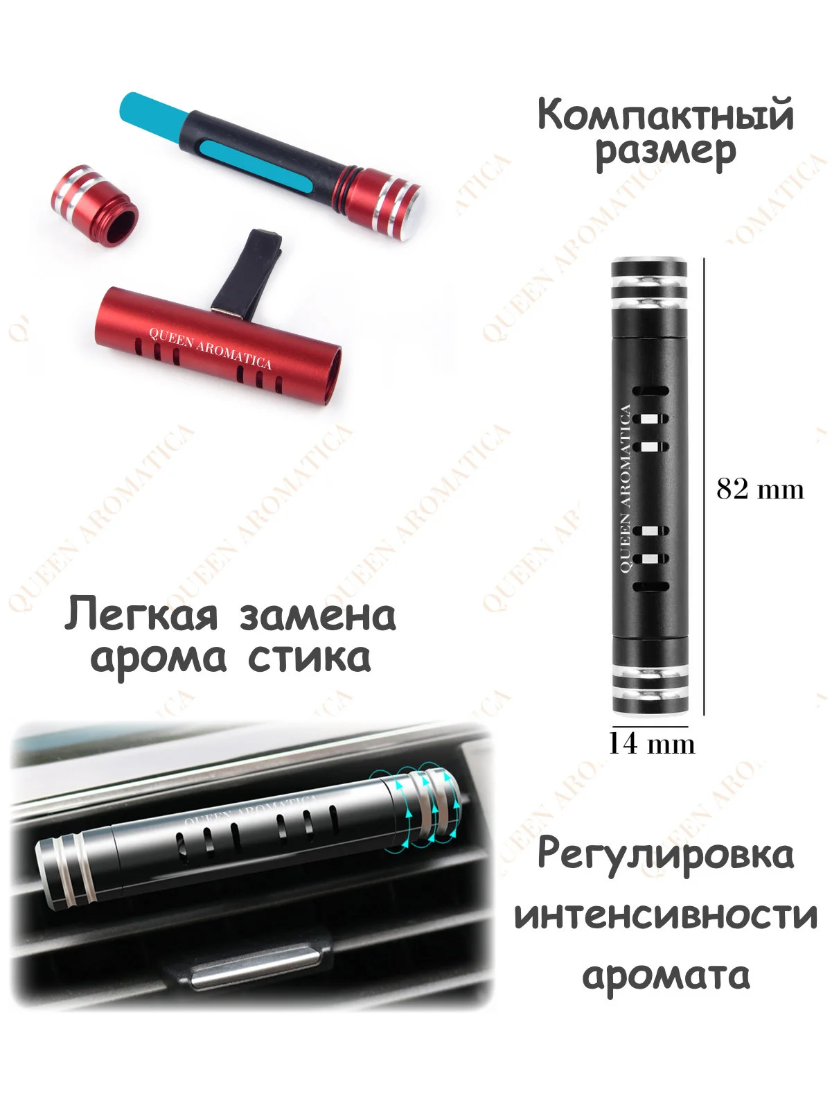 Queen Aromatica Ароматаизатор автомобильный в дефлектор. Deflector + 3 стика. Набор