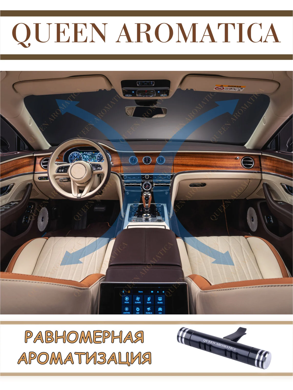 Queen Aromatica Ароматаизатор автомобильный в дефлектор. Deflector + 3 стика. Набор
