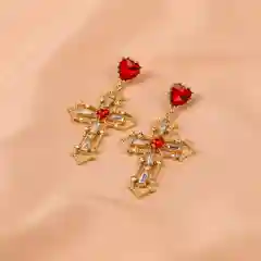 Серьги женские, Серьги кресты, готические серьги, серьги с сердцем, объемные сережки