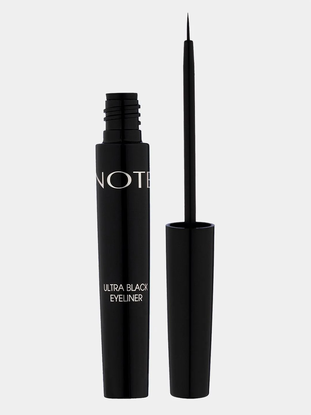 Черный подводка для глаз NOTE Cosmetique насыщенного черного цвета с тонкой кистью-аппликатором