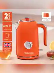 Чайник электрический Galaxy LINE GL 0351, апельсиновый фреш, металл, 2200 Вт, 1,7 л,