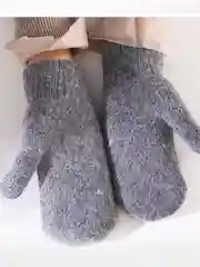 Тёмно-серый варежки женские с мехом, шерстяные, зимние, с меховым подкладом, утепленные