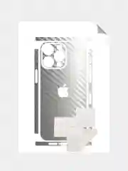 Серебряный защитная пленка на iPhone 16 Pro Max под карбон на заднюю часть,под кожу, на зад, назад