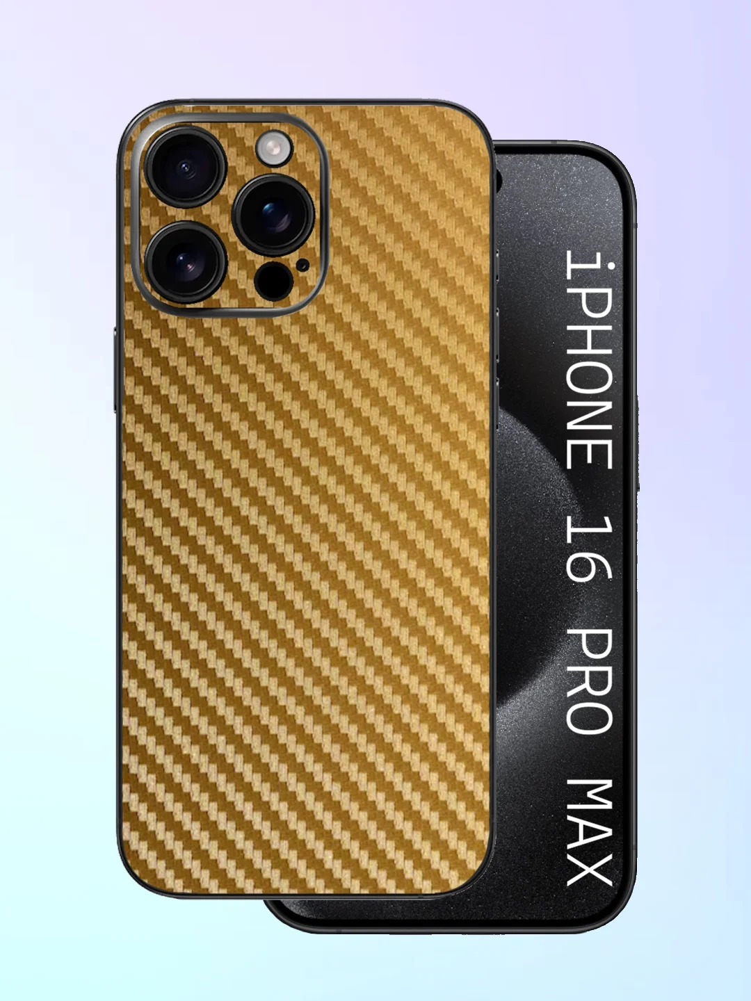 Золотой защитная пленка на iPhone 16 Pro Max под карбон на заднюю часть,под кожу, на зад, назад
