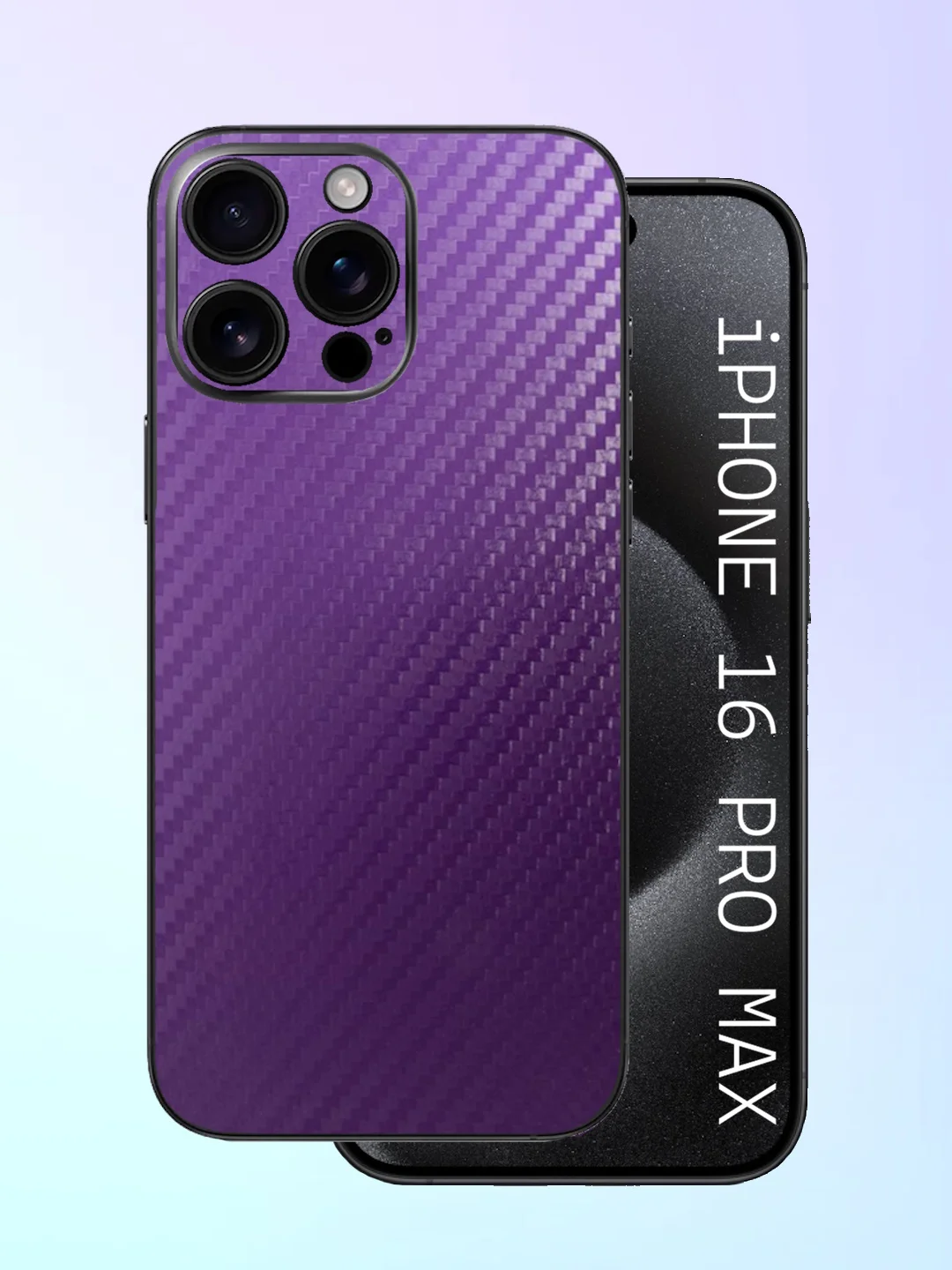 Фиолетовый защитная пленка на iPhone 16 Pro Max под карбон на заднюю часть,под кожу, на зад, назад