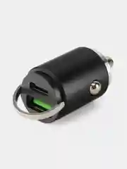 Черный автомобильное зарядное устройство в прикуриватель Type-C + USB, быстрая зарядка, 30В