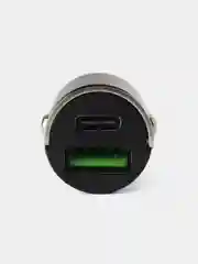 Черный автомобильное зарядное устройство в прикуриватель Type-C + USB, быстрая зарядка, 30В